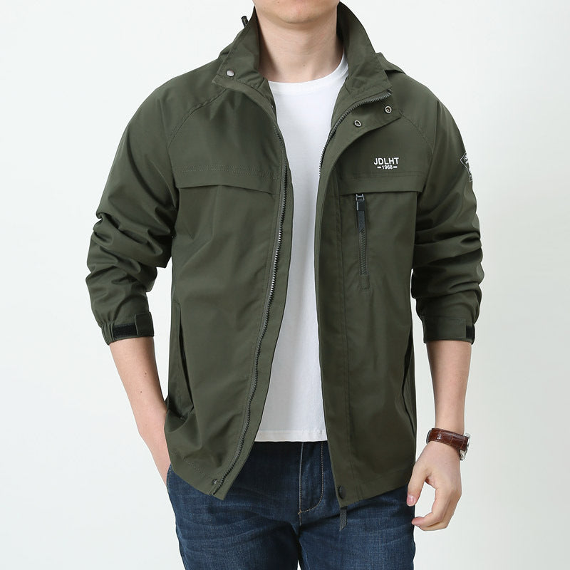 Men's Lightweight Softshell Hoodie Jacket with Hood, water-repellent Shell and Multifunctional Pockets Chichicherry