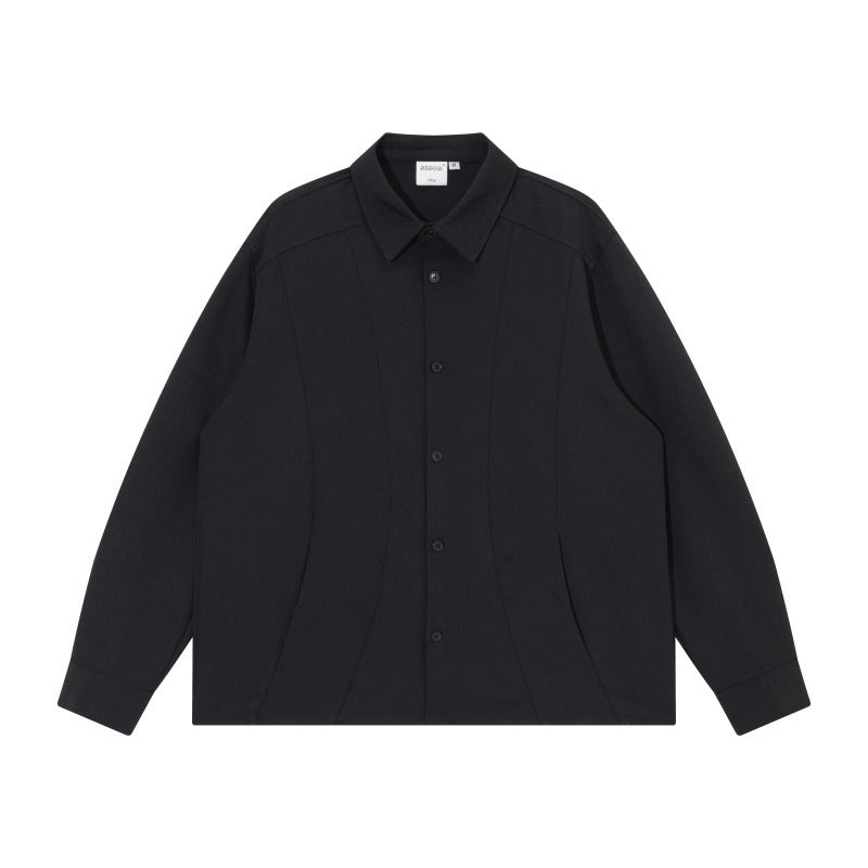 Unisex Boxy Shirt Jacket with minimalist dividing seams and concealed pockets Chichicherry