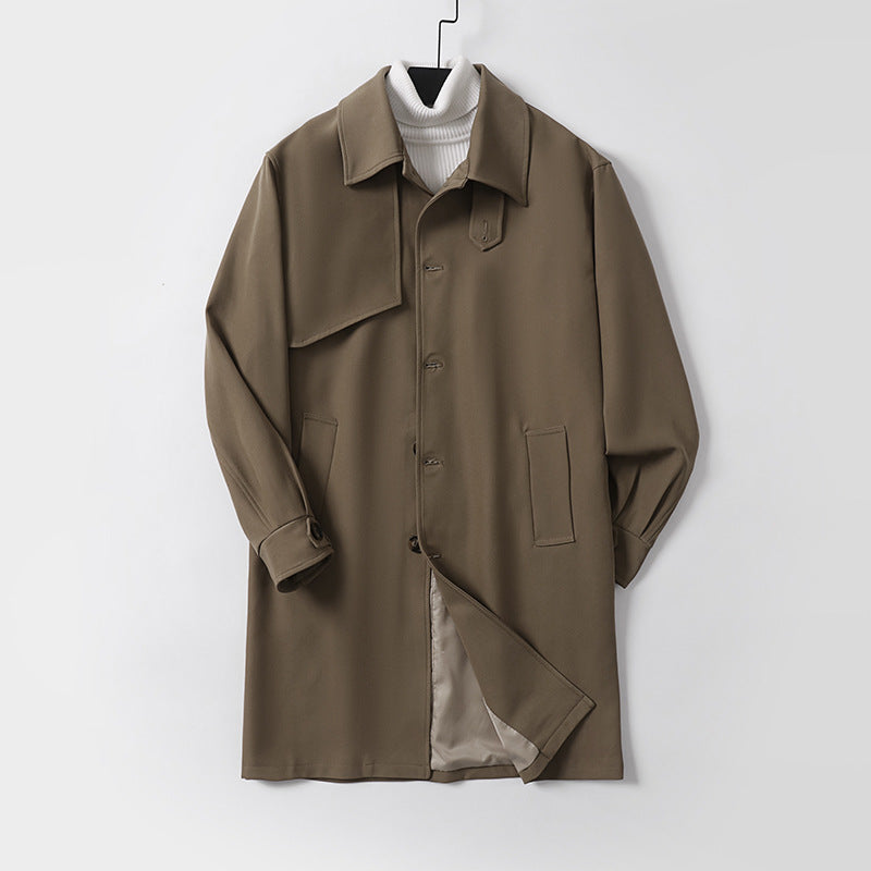 Men's mid-length oversized short coat with button placket and fine lining Chichicherry