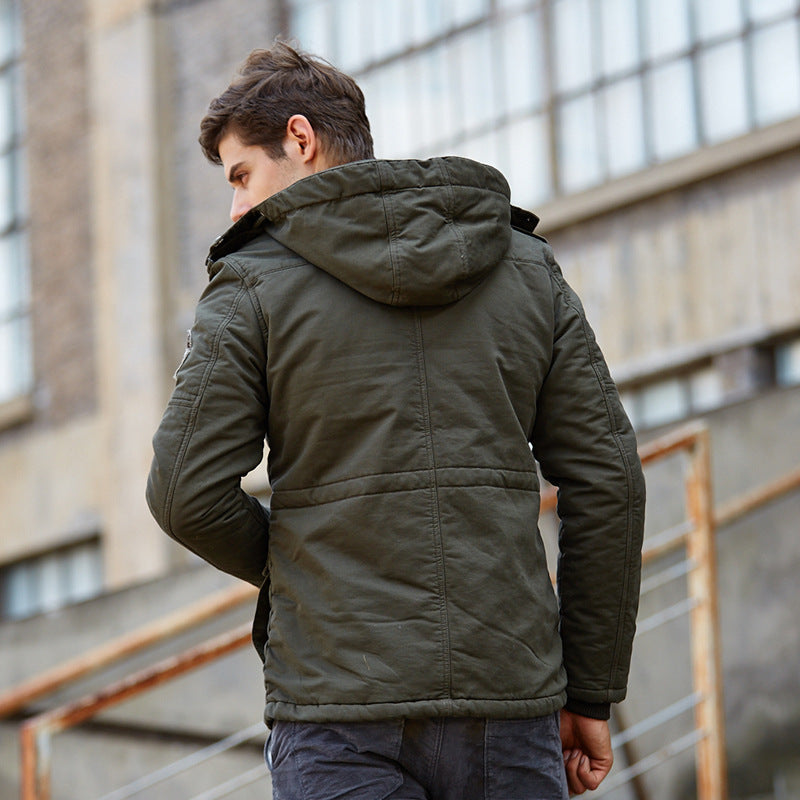 Men's quilted field jacket with hood patch details and thermal lining Chichicherry