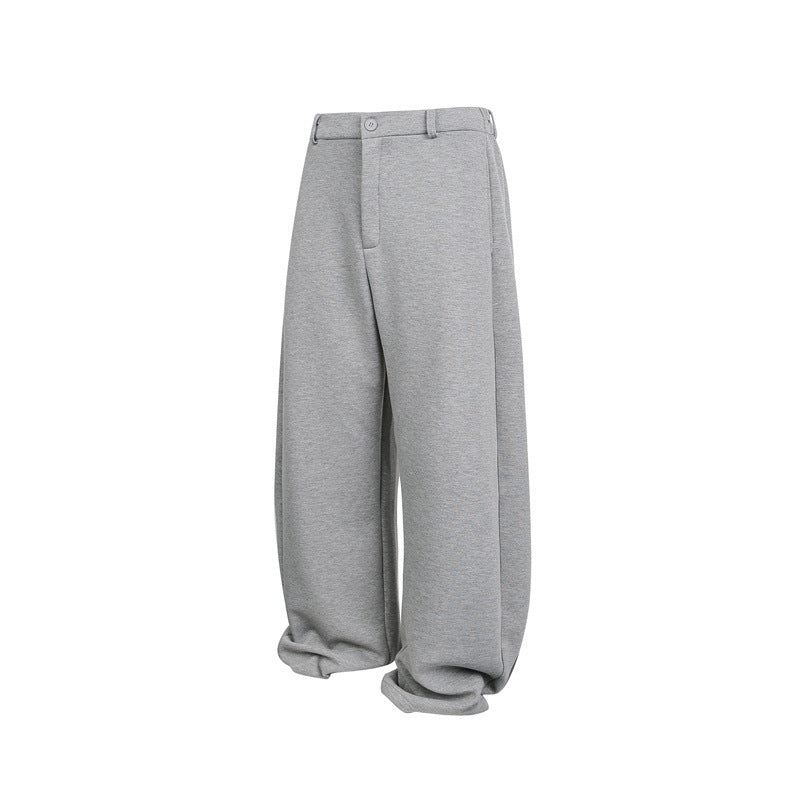 Women's Wide Cropped Sweatpants with Belt Loops, Pleats, and Balloon-Shaped Hem