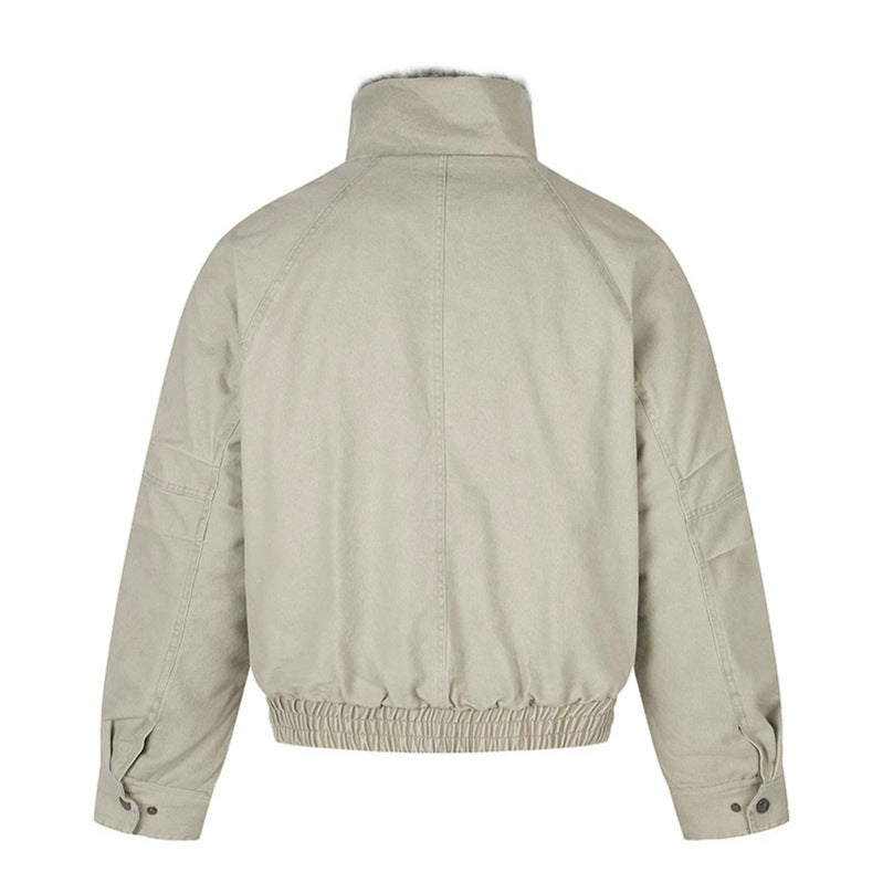 Ladies short bomber jacket with faux fur lining, stand collar and elastic waistband Chichicherry