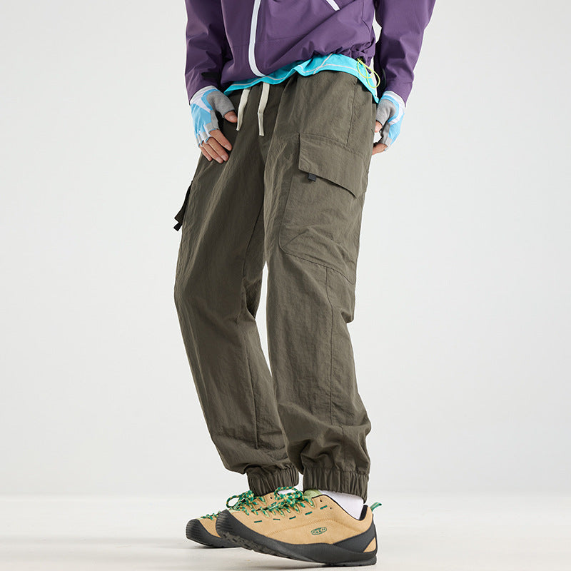 Men's Lightweight Utility Cargo Pants made of Ripstop with Elastic Hem and Multiple Pockets Chichicherry