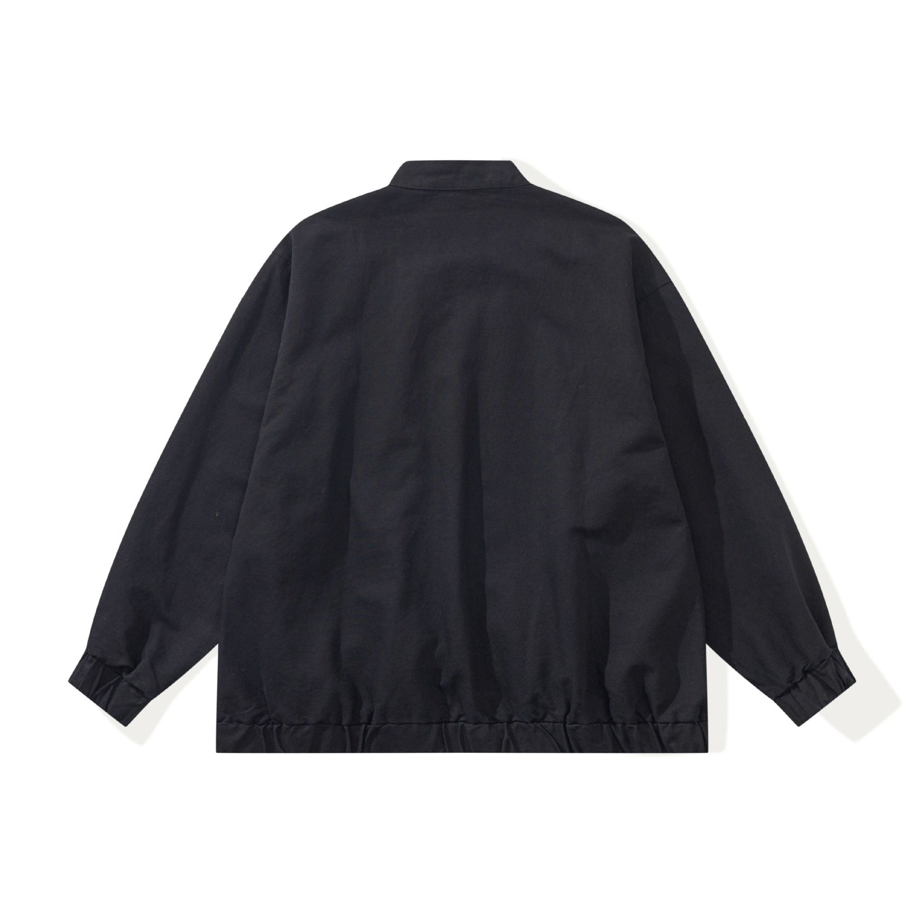 Unisex Stylishly Cut Canvas Zip Jacket with Stand-Up Collar, Drawstring Hem and Utility Pockets Chichicherry