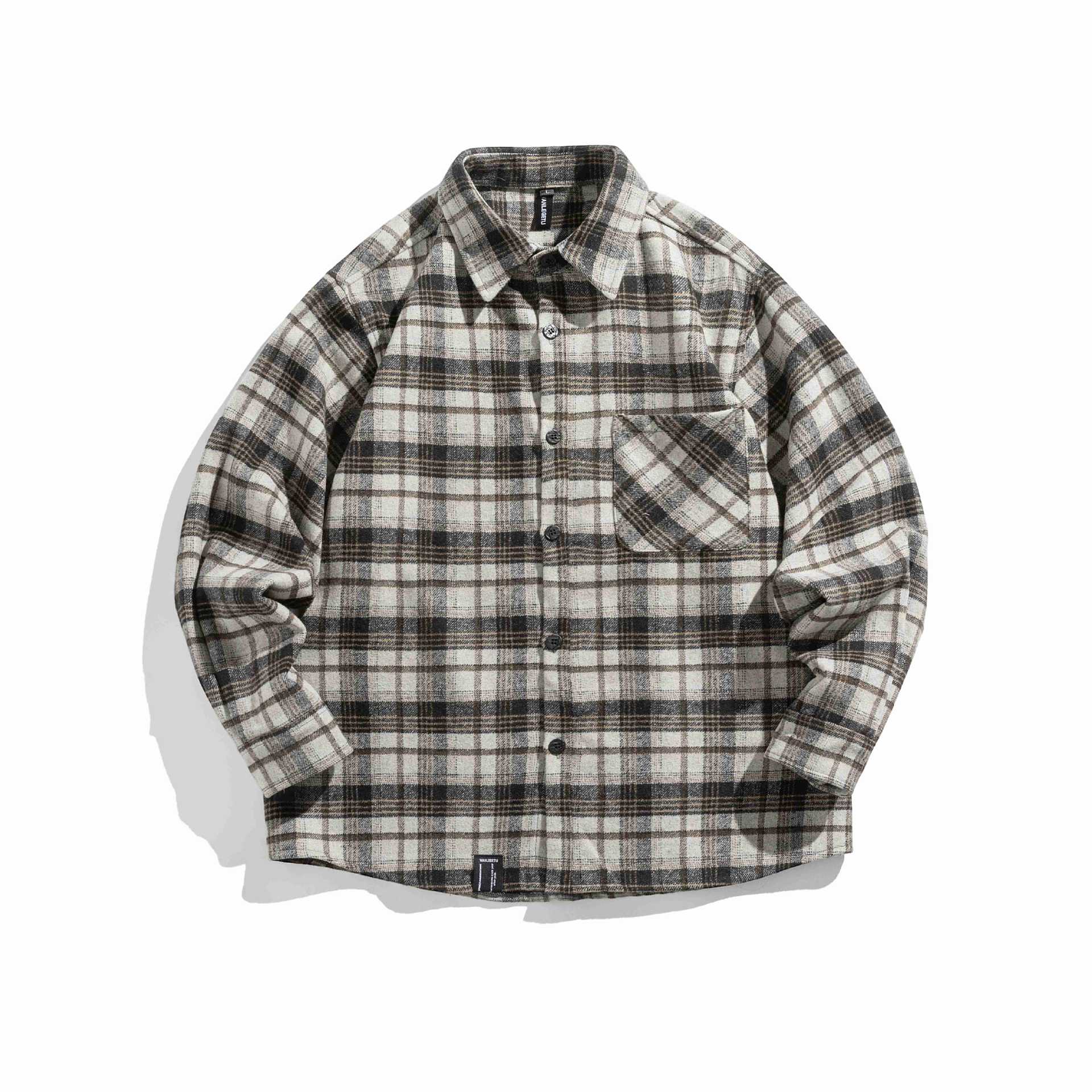 Men's flannel overshirt in boxy cut with patch chest pocket Chichicherry