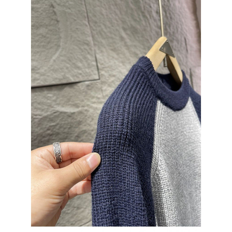 Herren Raglan-Kontraststrickpullover mit feiner Rippstruktur und gerippten Bündchen Chichicherry