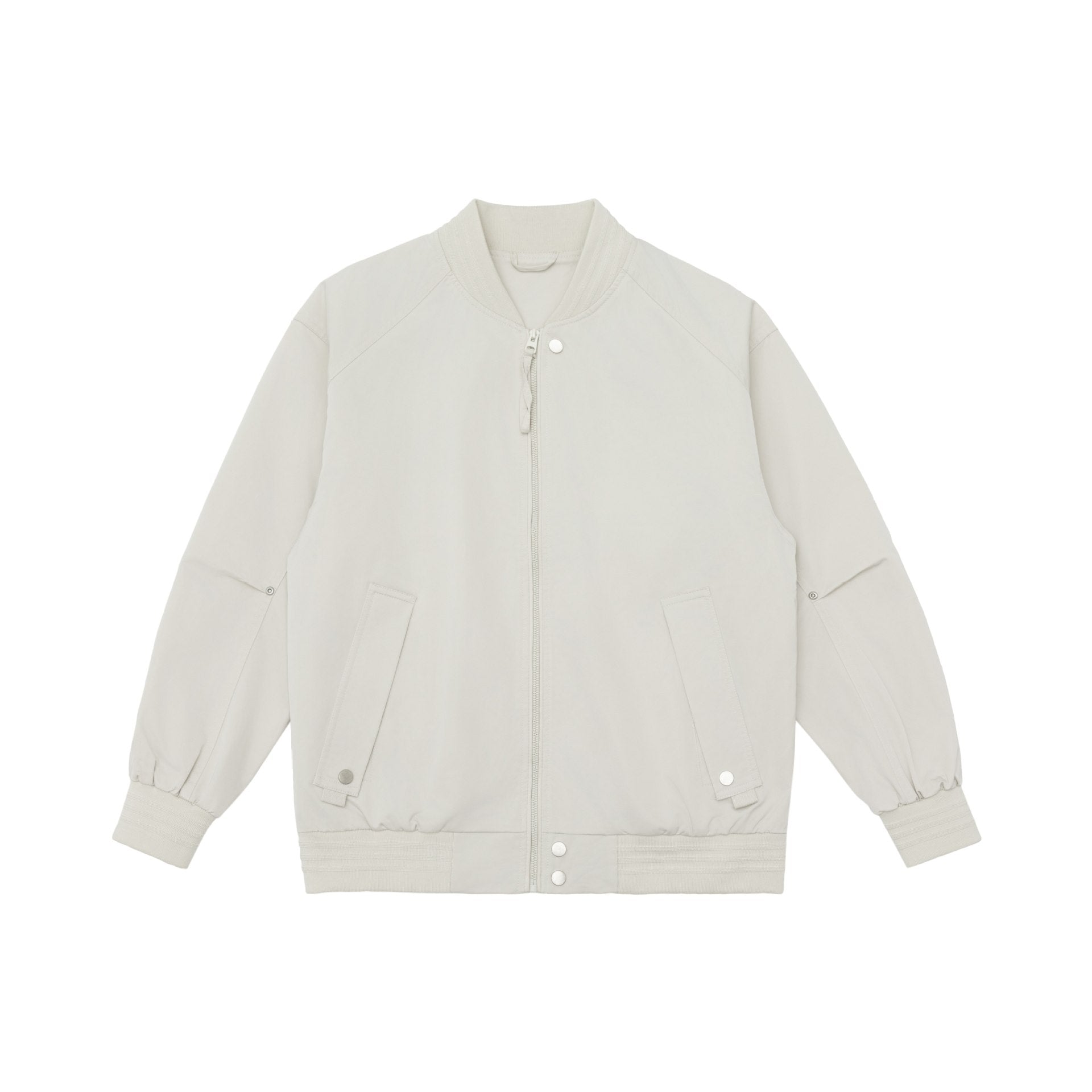 Men's Boxy Bomber Jacket with Stand-Up Collar, Concealed Zippers and Flap Pockets Chichicherry