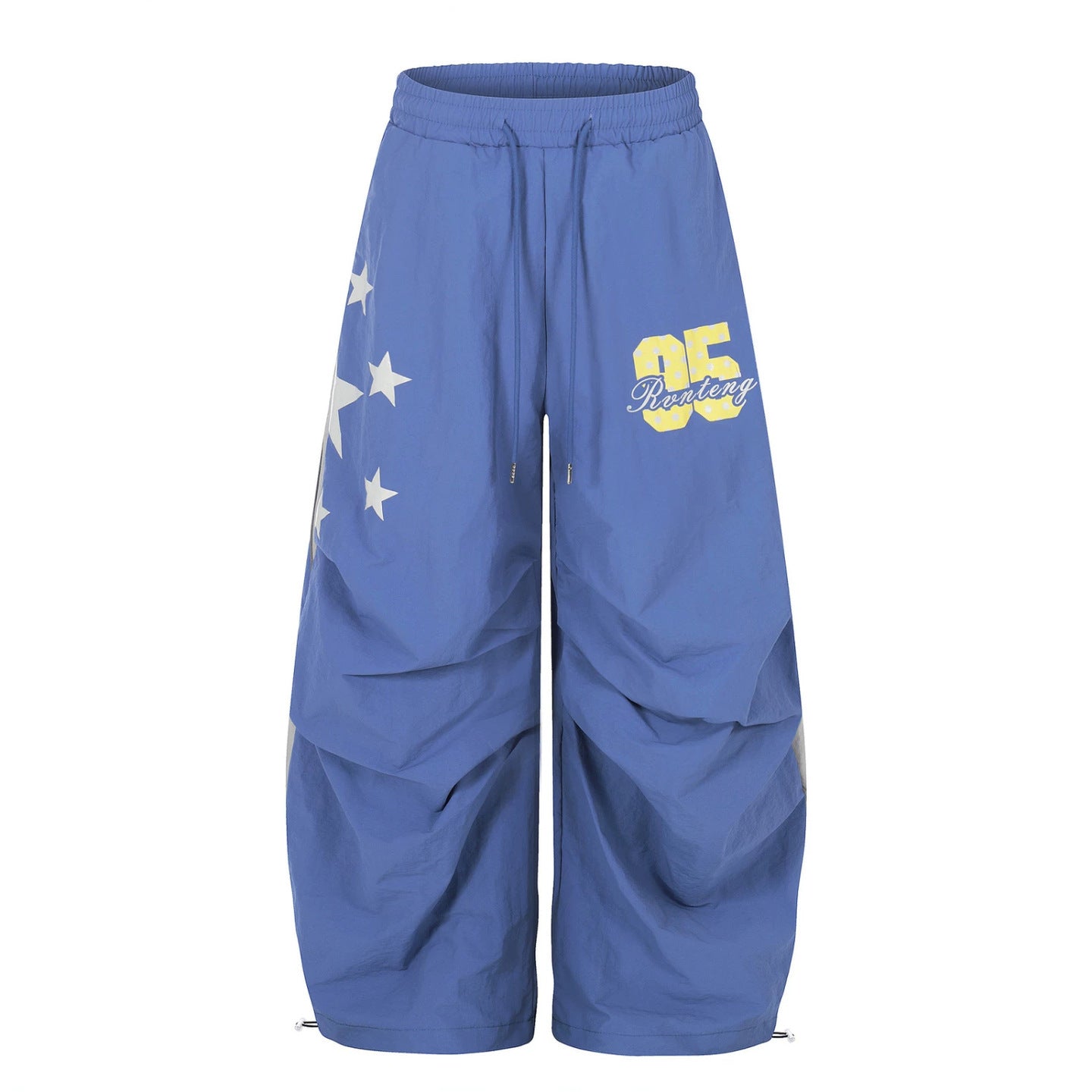 Women's Loose Knee-Length Lounge Shorts with Elastic Waistband, Drawstring and Number Print Chichicherry