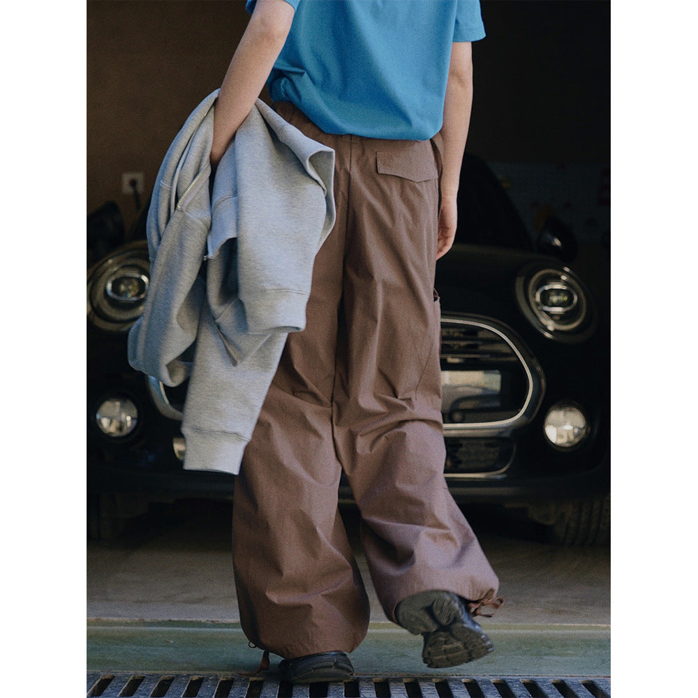 Women Wide High-Waist Cargo-Balloon Pants with Paperbag Waist and Multifunctional Pockets Chichicherry