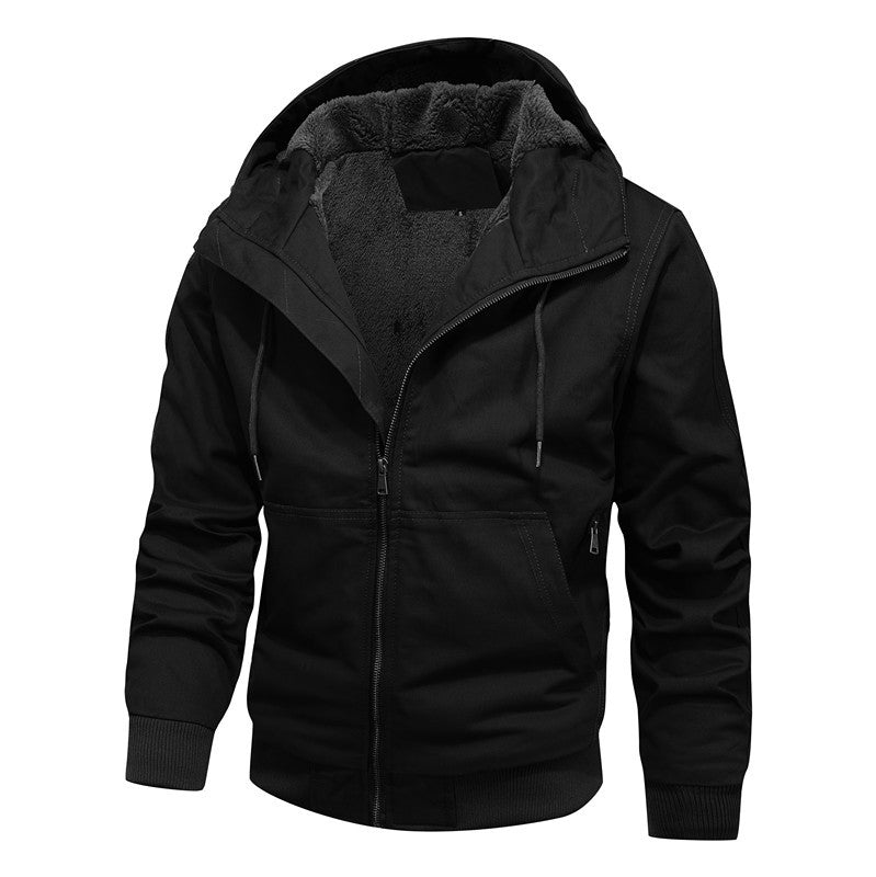 Men's hooded jacket with Sherpa lining and canvas outer material Chichicherry