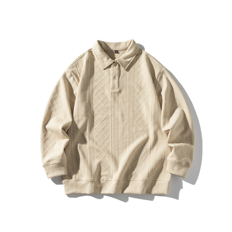 Unisex Structured Polo Shirt - Oversized Knit Sweater with Cable and Diamond Knit Chichicherry