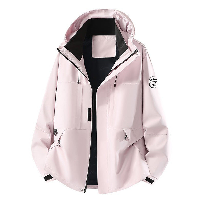 Men's Technical Softshell Hooded Jacket with concealed front zipper and multifunction pockets Chichicherry