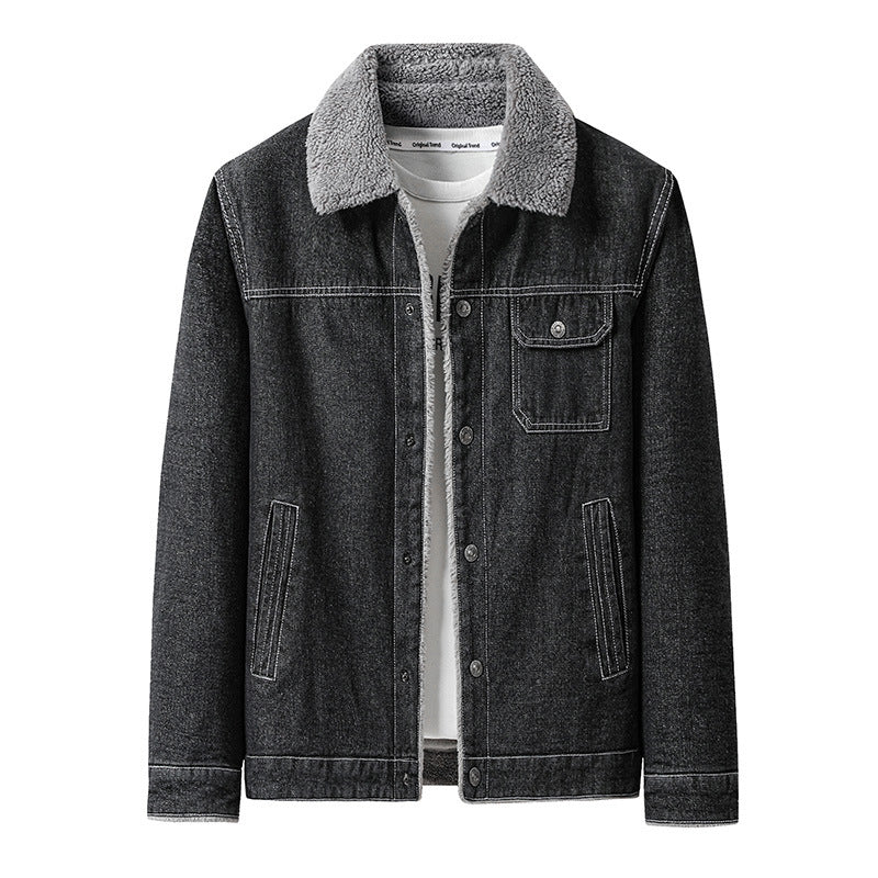 Men's Overshirt Jacket made of Denim with Teddy lining and Sherpa collar Chichicherry