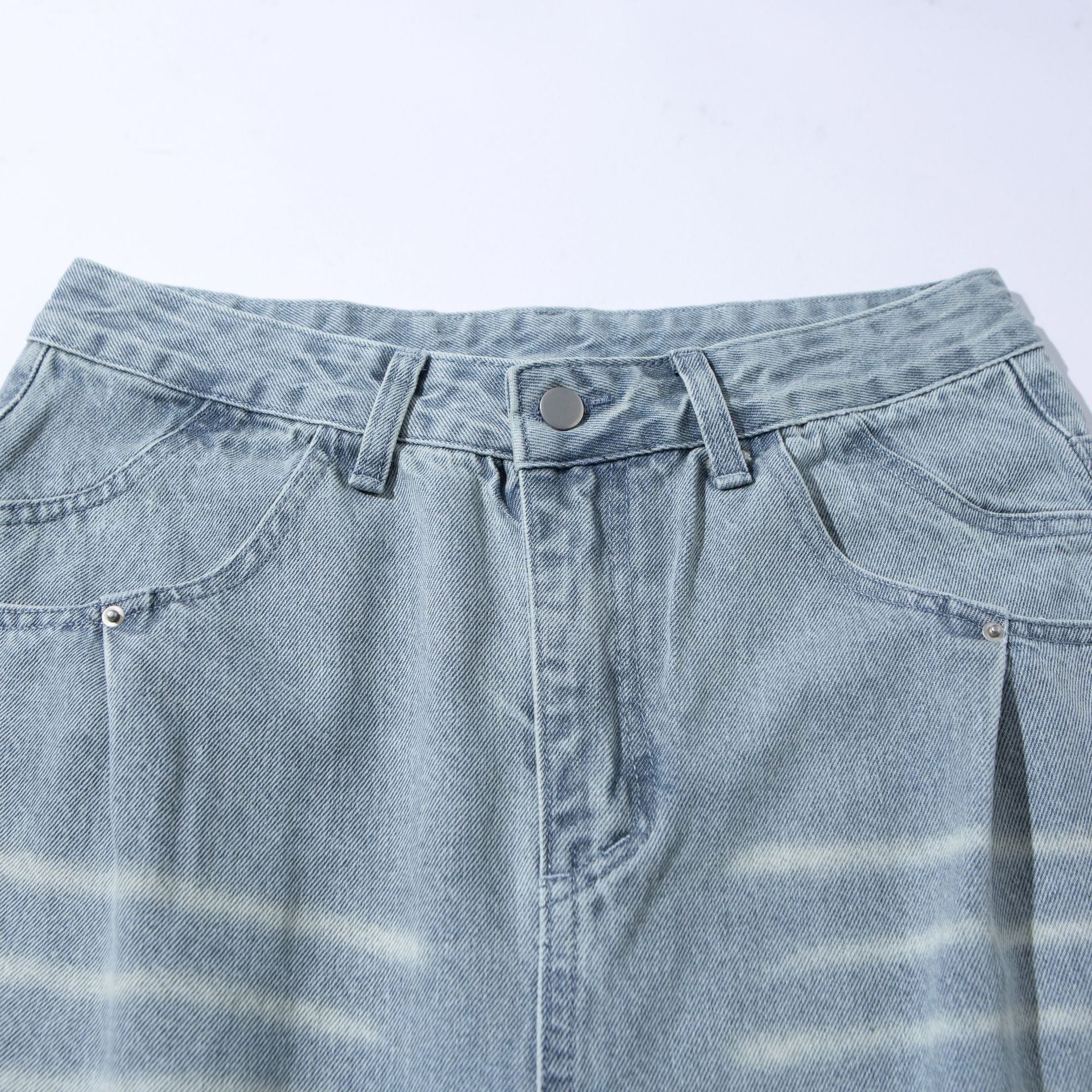 Women's high-waisted wide cropped jeans with pleats and utility pockets Chichicherry
