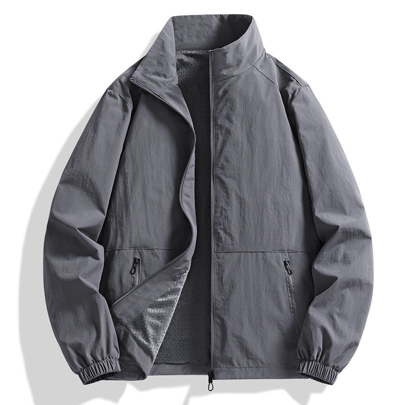 Men's lightweight breathable windbreaker with stand-up collar and perforated lining Chichicherry