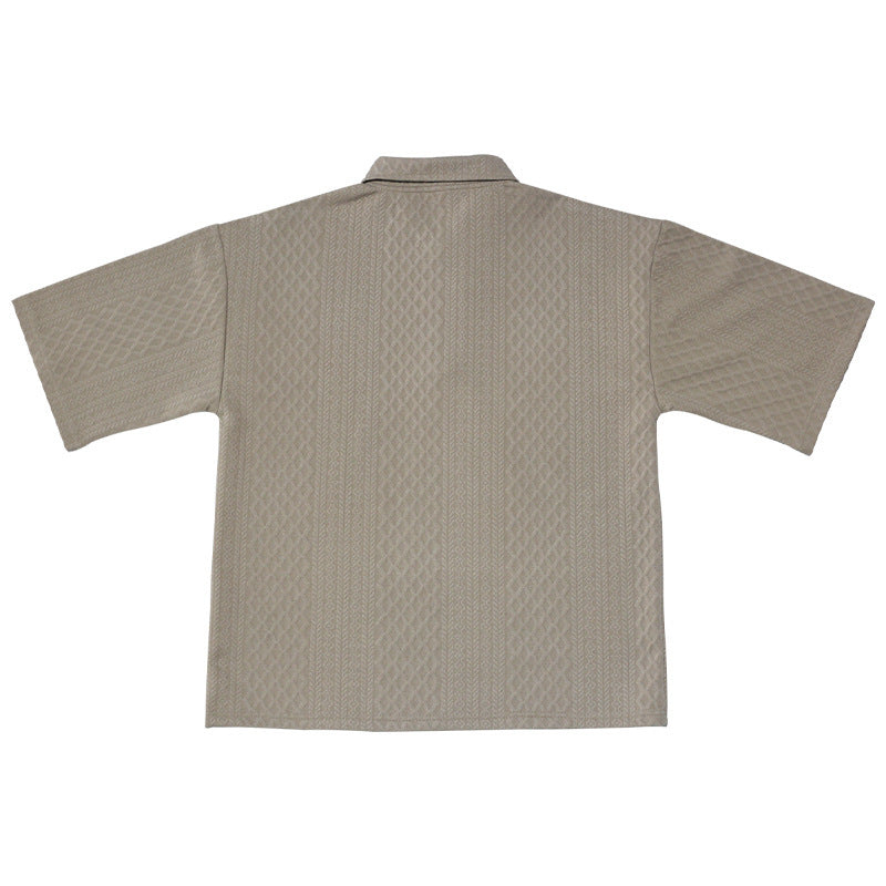 Men's knitted leisure set with polo collar and drawstring jogging pants Chichicherry