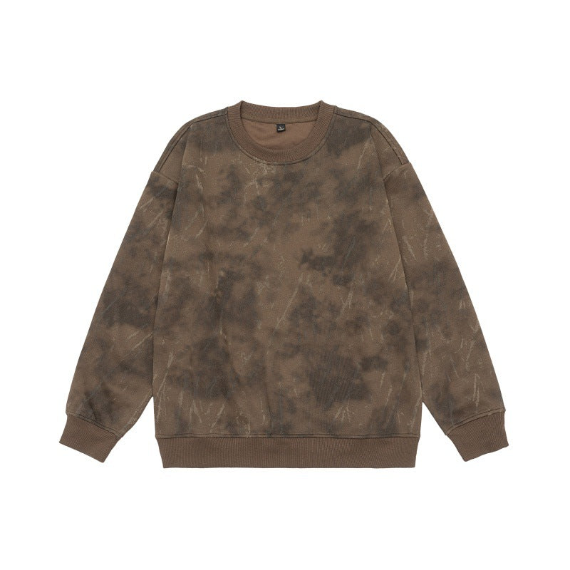 Unisex Oversize Sweatshirt with Vintage Camouflage Look and Ribbed Cuffs Chichicherry