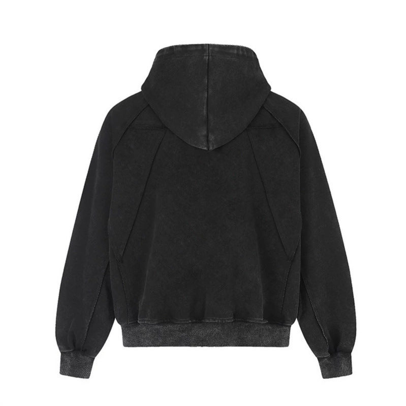Women's oversized suede-look hooded zip jacket with raglan sleeves and chest zip pocket Chichicherry