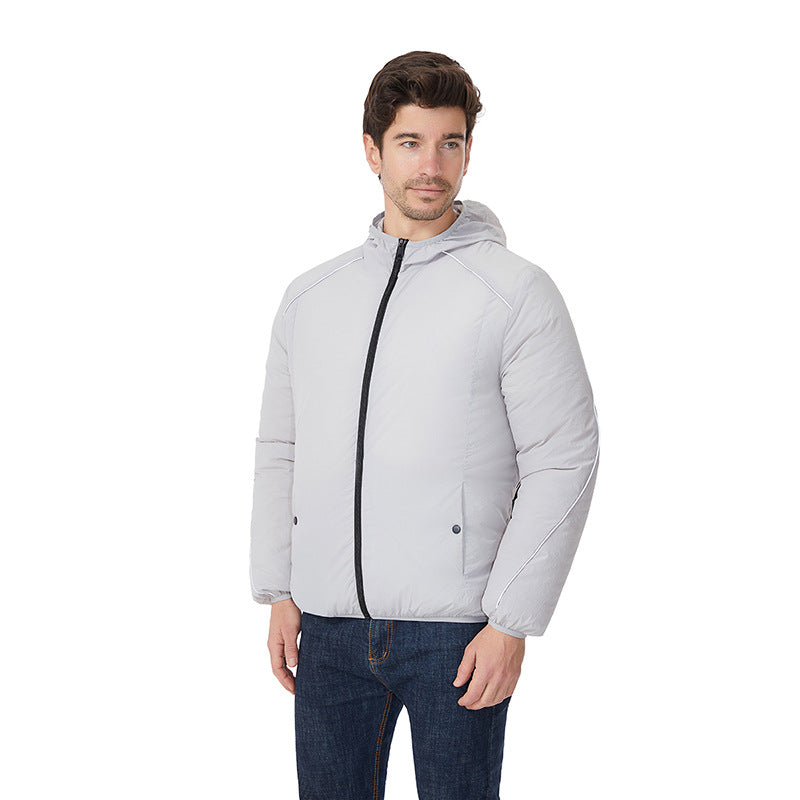 Men's nano lightweight waterproof hooded jacket windproof with reflective details Chichicherry