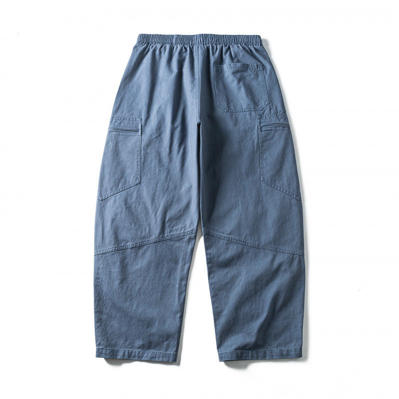 Unisex Wide-Cut Cargo Pants with Elastic Waistband, Drawstring and Utility Pockets Chichicherry