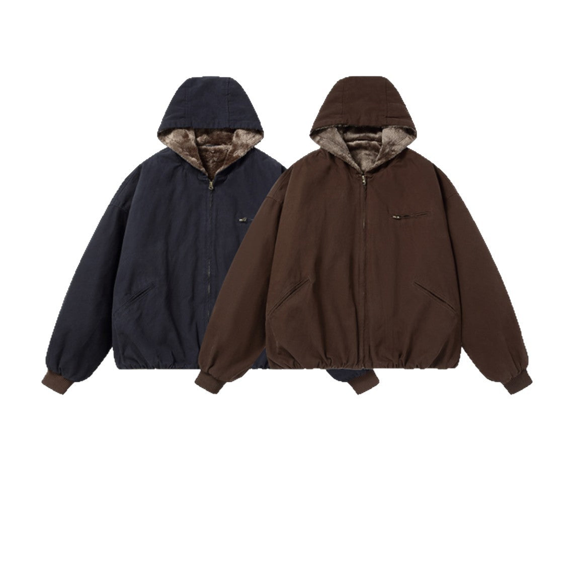 Men's Padded Hoodie with Faux Fur Lining and Elastic Hem Chichicherry