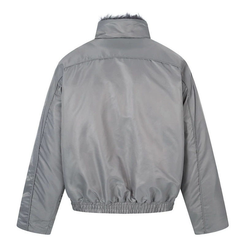 Women's padded bomber jacket with high stand-up collar, faux fur lined collar and zippered pockets Chichicherry