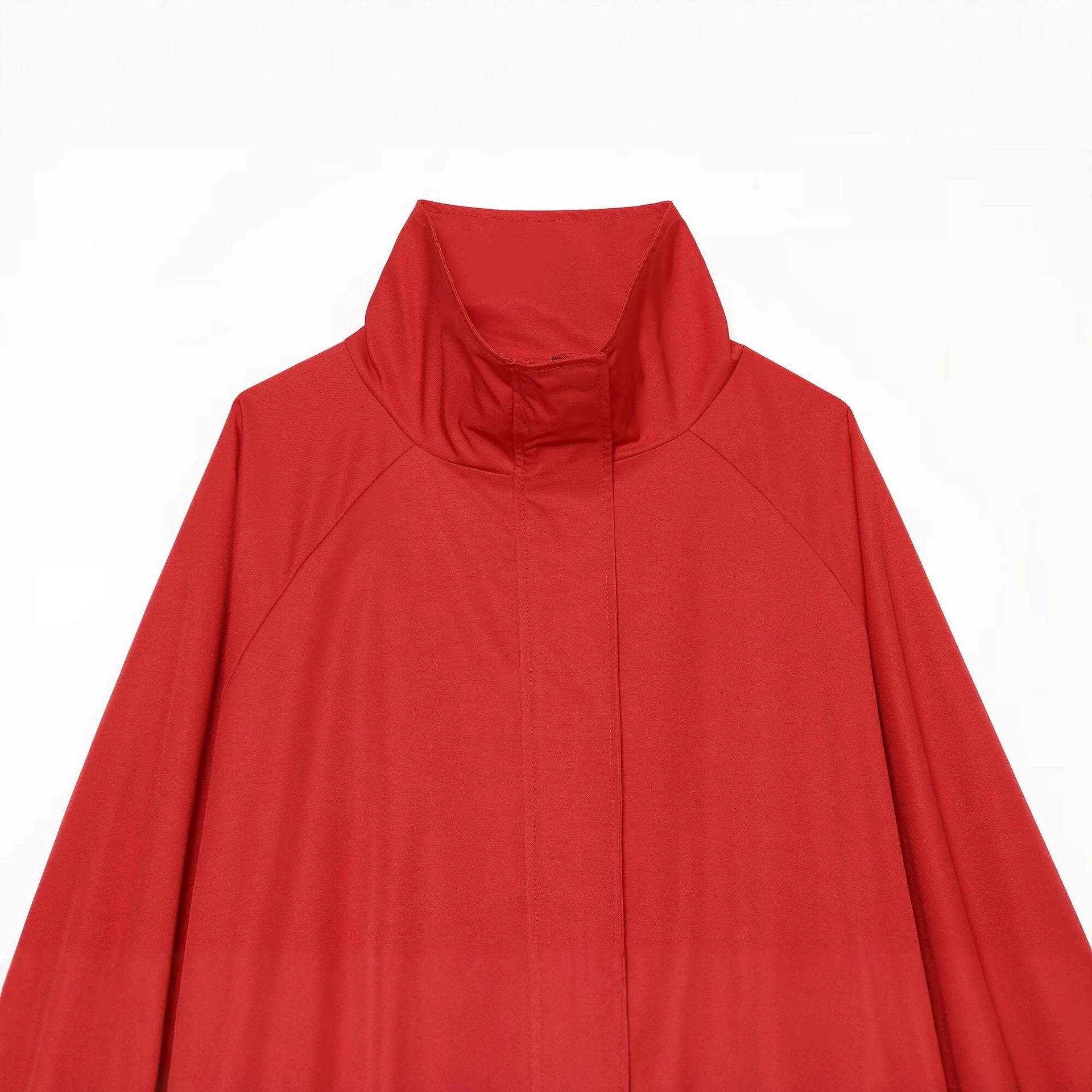 Women's Lightweight Boxy Transitional Jacket with Funnel Neck and Elastic Hem Chichicherry