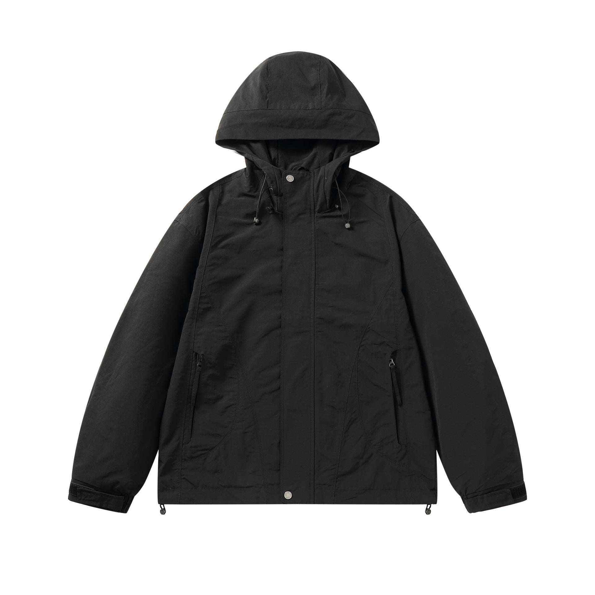 Unisex Short-cut water-resistant hooded jacket in boxy cut with drawstring and adjustable cuffs Chichicherry