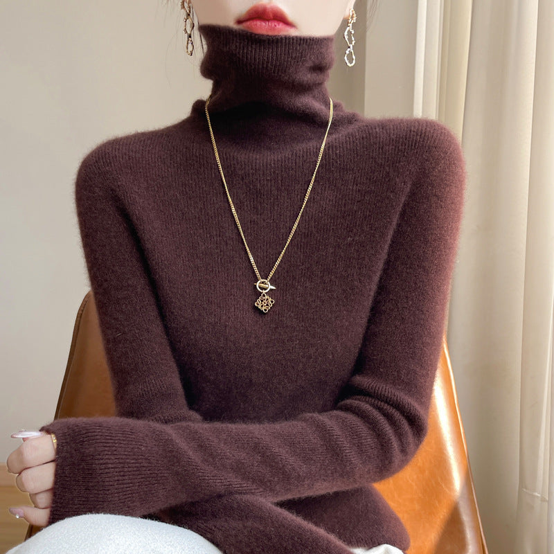 Women's Slim-Fit Turtleneck Sweater Made of Soft Angora Blend Chichicherry