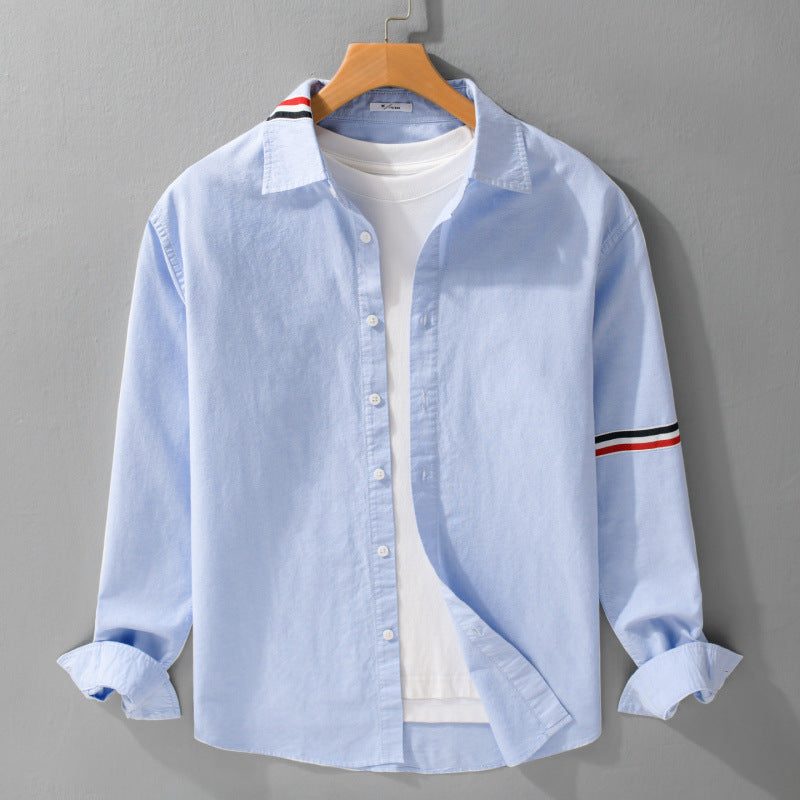 Men's Lightweight Long Sleeve Shirt in Layering Look with Contrast Trim on Collar and Sleeves Chichicherry