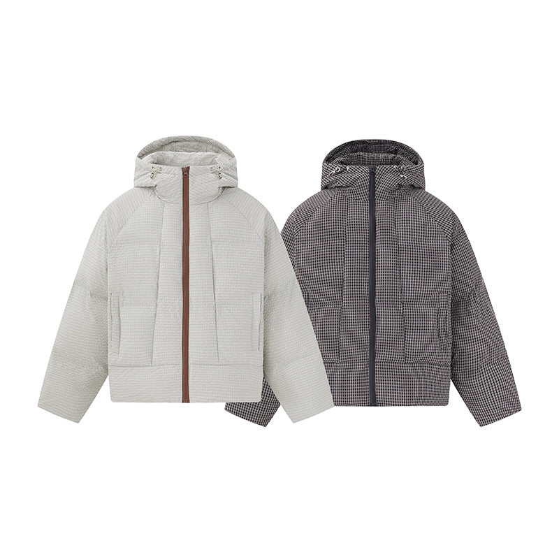 Unisex short-cut padded hoodie with fine check quilting Chichicherry