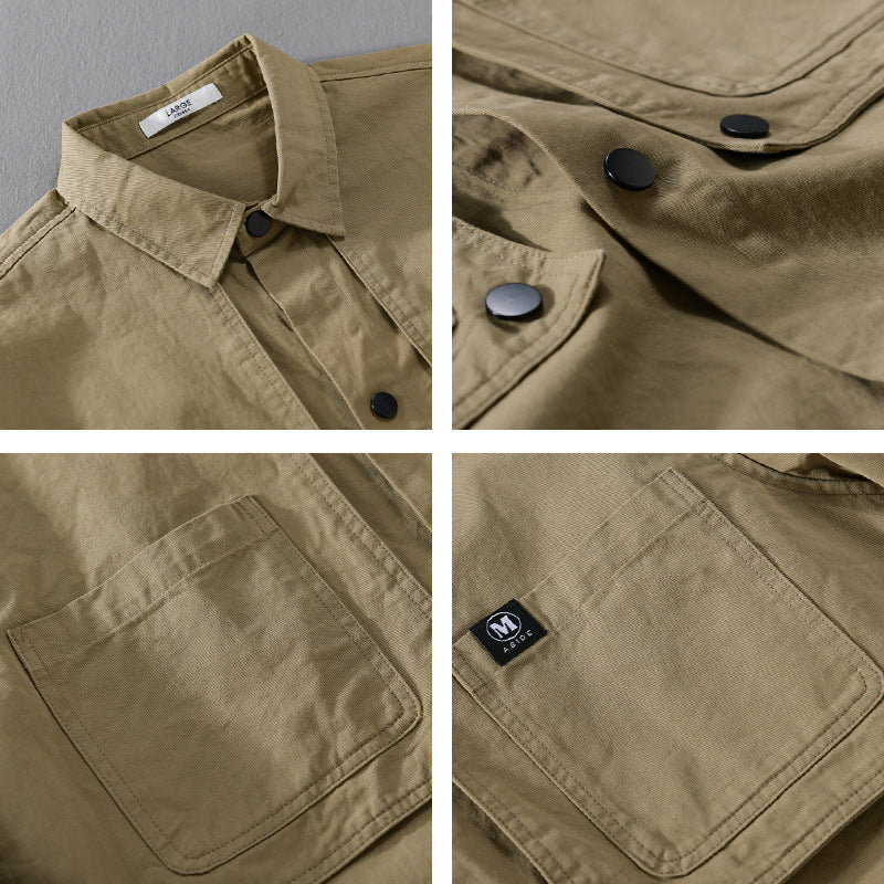 Men's cotton overshirt with snap button placket, double chest pockets and relaxed fit Chichicherry
