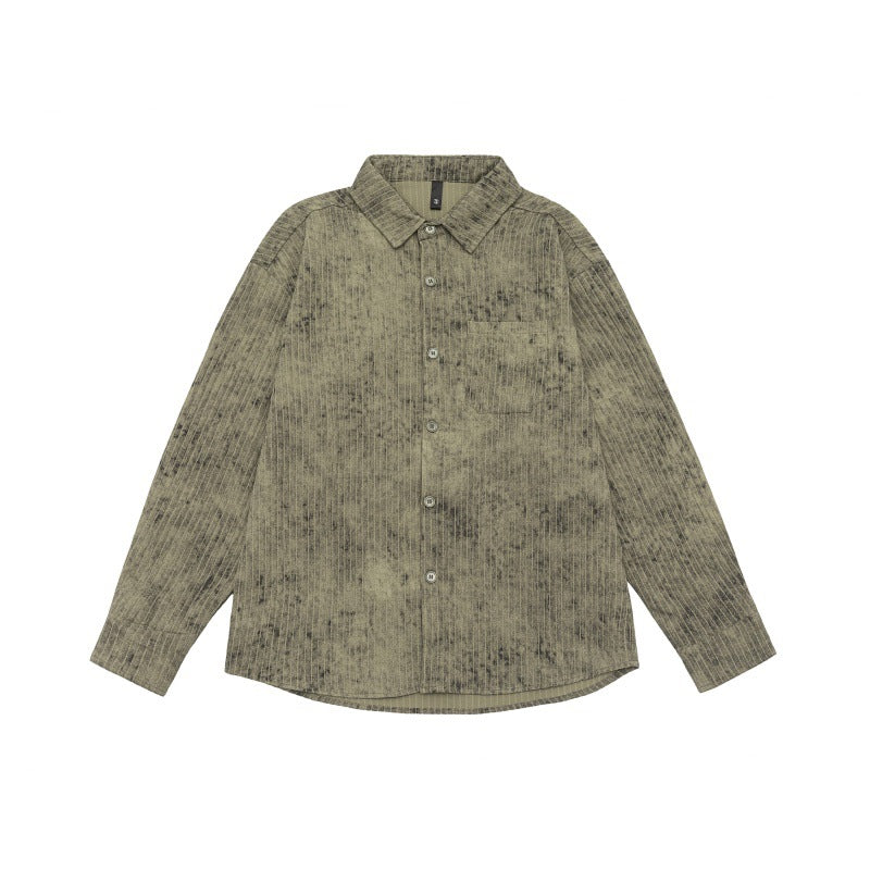 Unisex Lightweight Oversized Shirt Jacket with Washed Texture and Chest Pocket Chichicherry