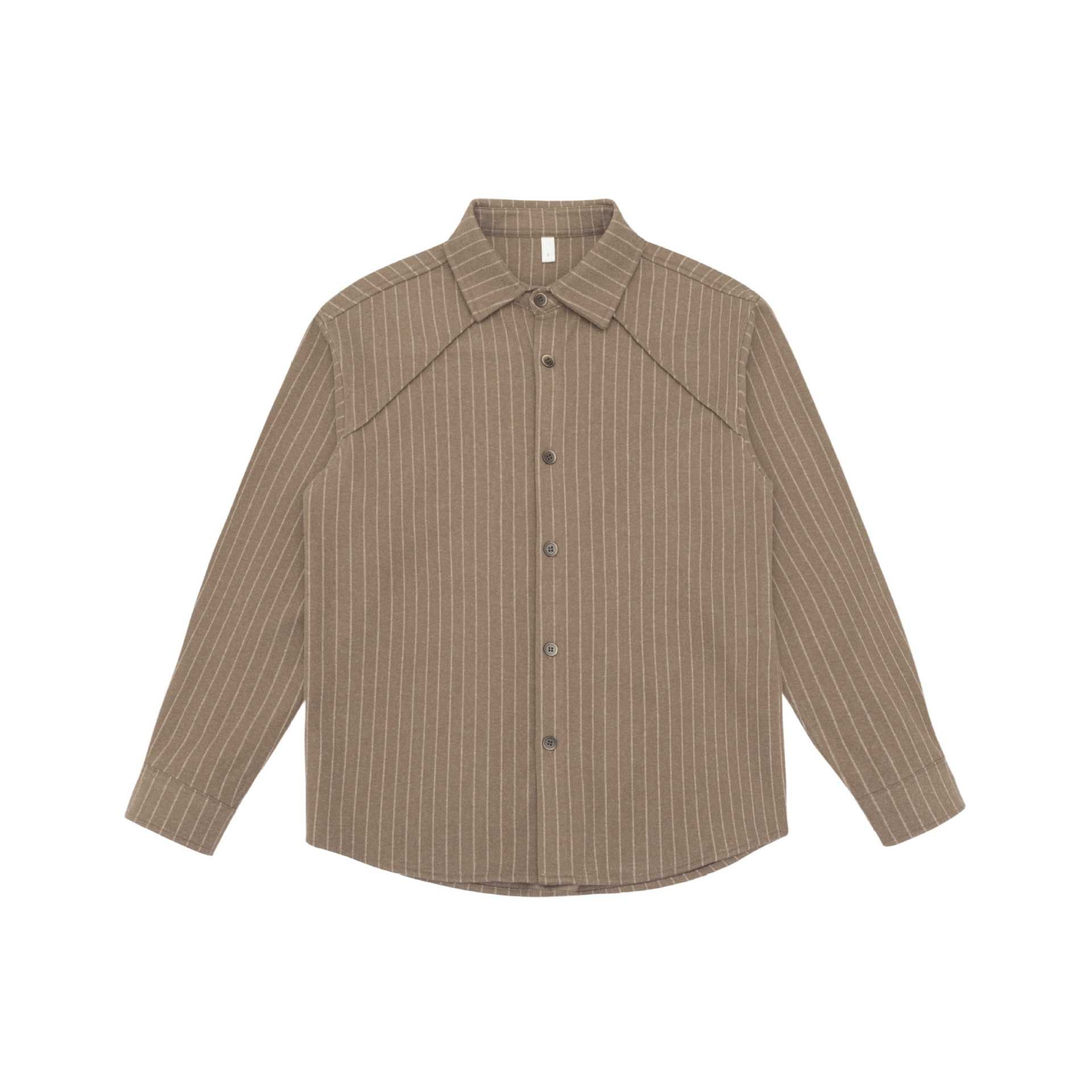 Women Oversize Shirt Jacket with Distinctive Shoulder Yoke and Pinstripes Chichicherry
