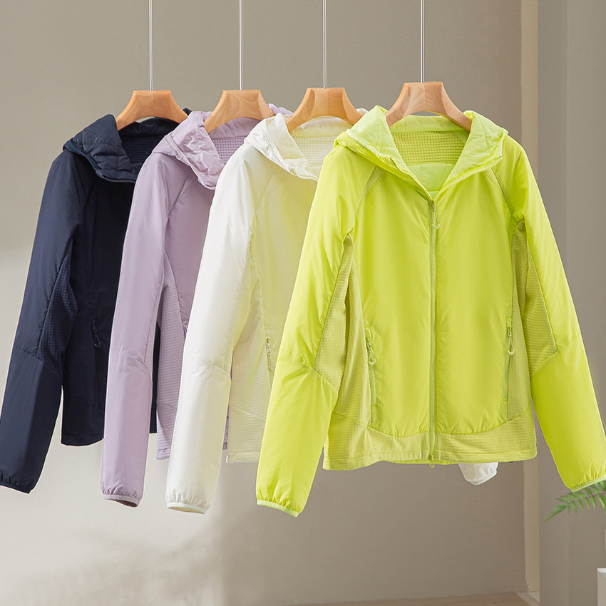 Women's Lightweight Wind and Thermal Jacket with Hood, Quilted Lining and Two-Way Zipper Chichicherry