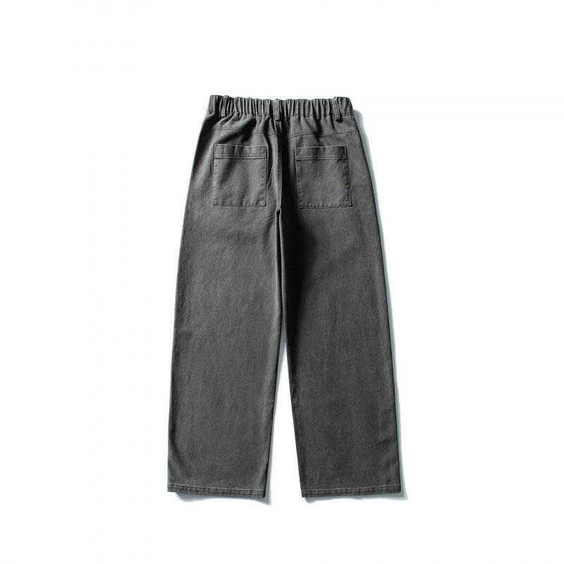 Women Wide-Leg Denim Pants made of durable denim with elastic waistband Chichicherry