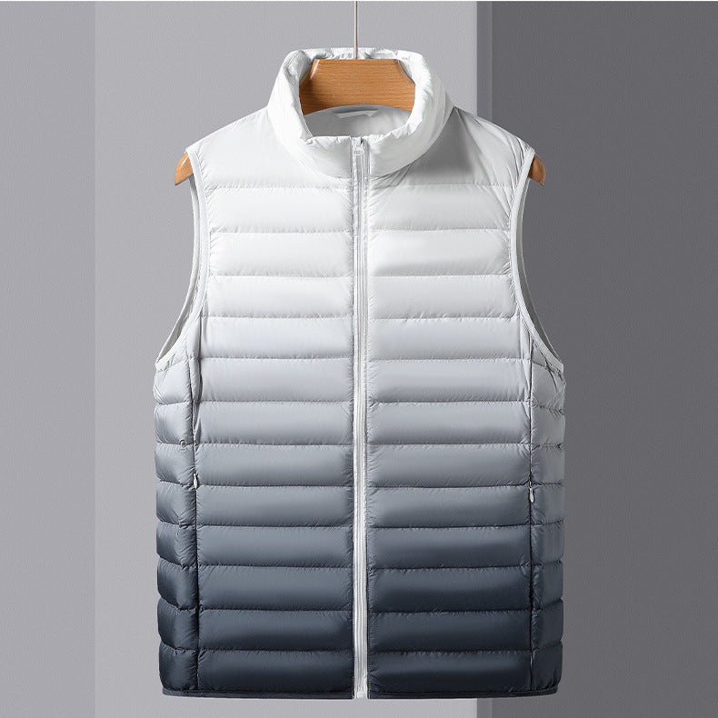 Men's lightweight quilted thermal vest with stand-up collar and ombré quilting Chichicherry