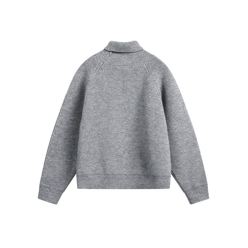 Unisex rollneck sweater made of coarse rib knit with raglan sleeves and straight hem Chichicherry
