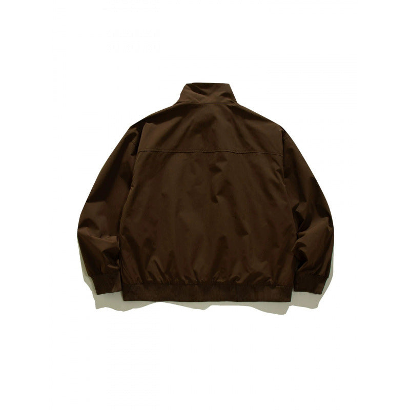 Men's Lightweight Boxy Training Jacket with Stand-Up Collar, Raglan Sleeves and Ribbed Hem Chichicherry