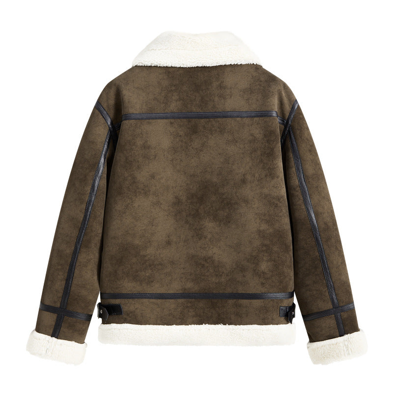 Men's Padded Aviator-Style Flight Jacket with Stand-Up Collar and Double Strap Chichicherry