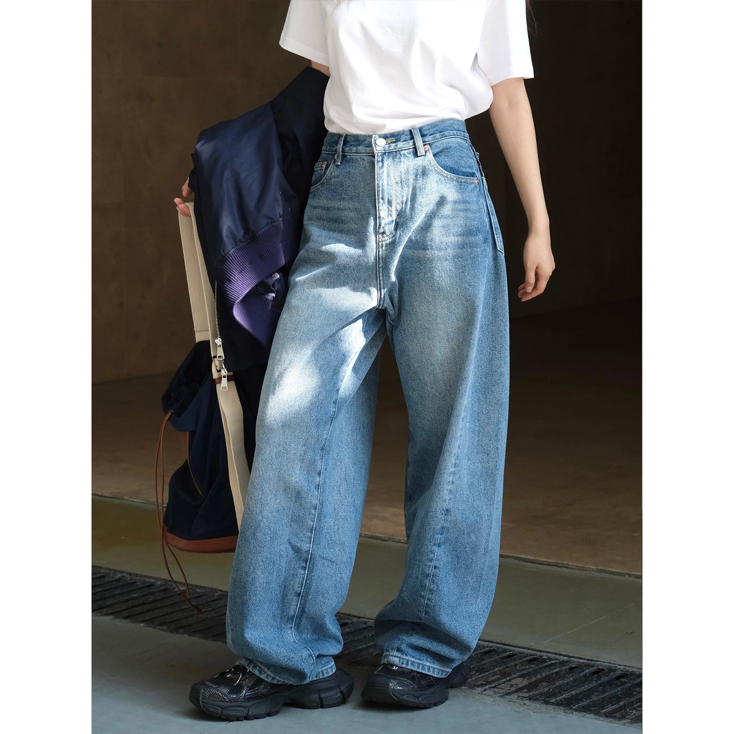 Women's Extra Wide Denim Baggy Pants with High Waist and Relaxed Fit Chichicherry