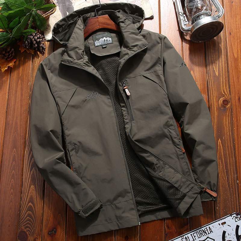 Men's softshell functional jacket with hood, breathable fleece lining and concealed zipper pockets Chichicherry