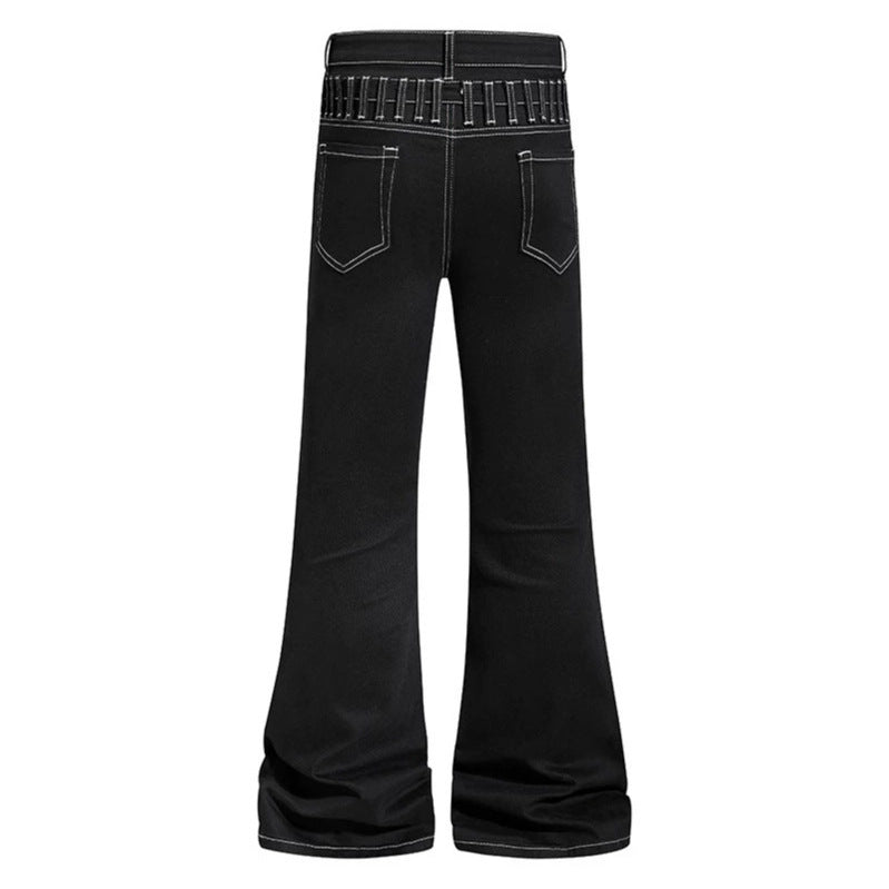 Ladies high-waisted flared jeans with wide leg, utility pocket and contrast stitching Chichicherry