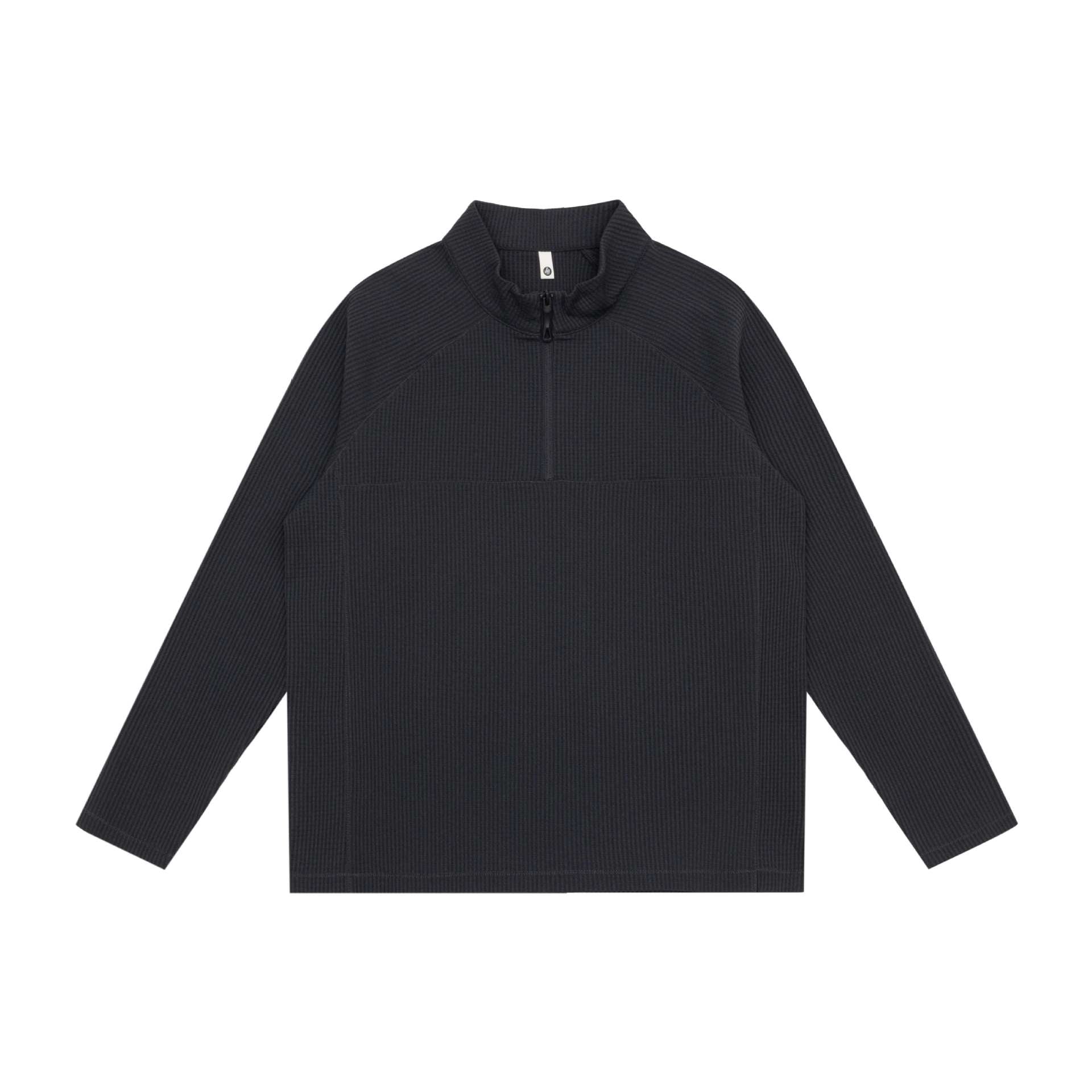 Unisex Waffle Knit Half-Zip Pullover with Troyer Collar and Raglan Sleeves Chichicherry