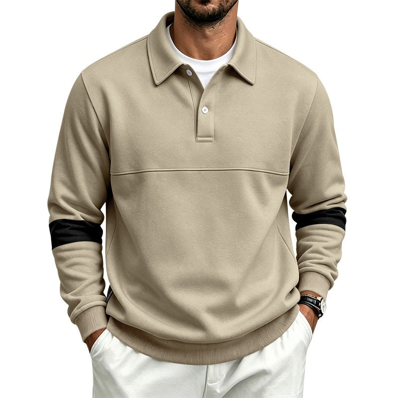 Men's polo shirt sweater with chest seam and contrast stripes on the sleeves Chichicherry