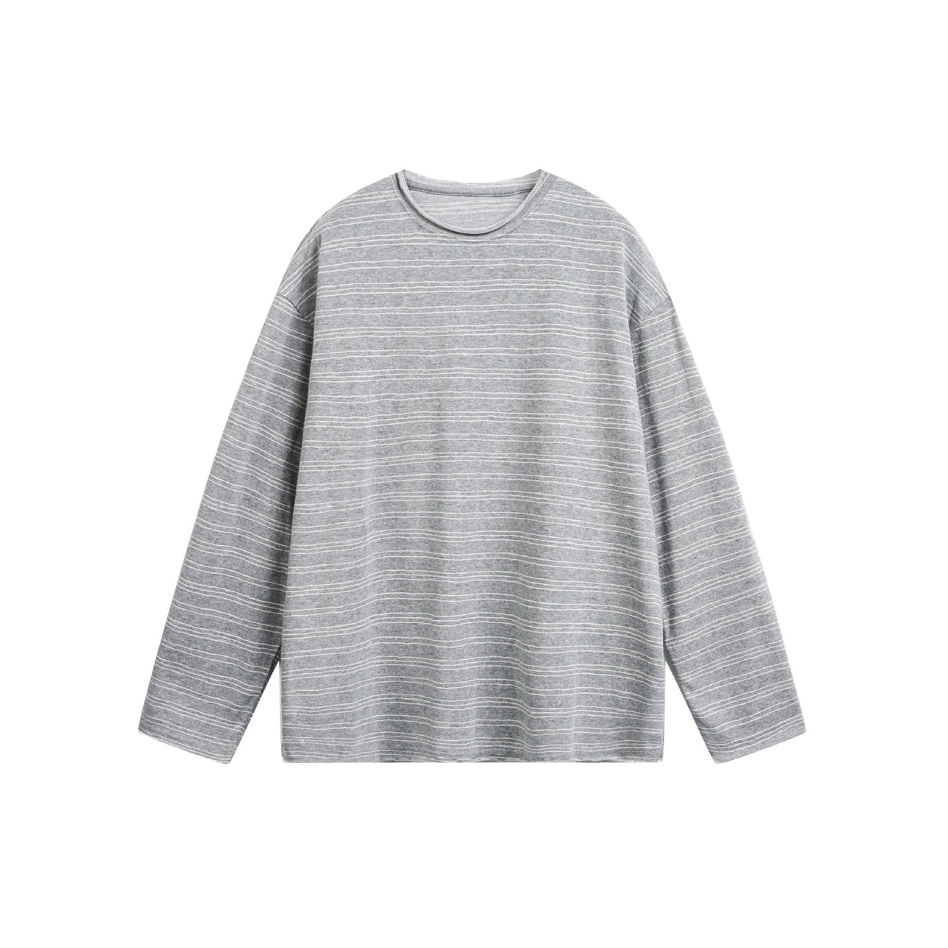 Unisex Oversized Long Sleeve Shirt made of fine cotton blend with subtle striped texture Chichicherry
