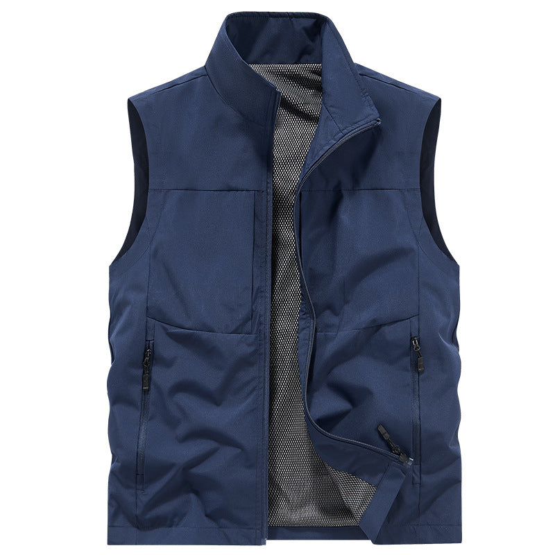 Men's Lightweight Outdoor Utility Vest with Mesh Lining, Wind-Resistant Microfiber and Secure Zipper Pockets Chichicherry