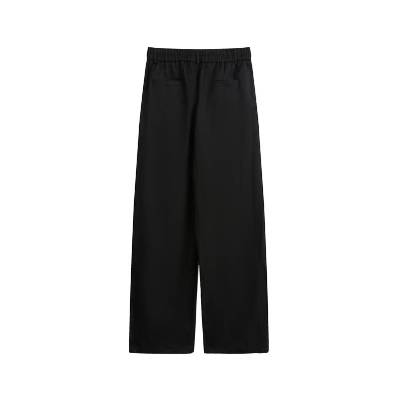 Women's loose-fit palazzo pants with elastic waistband, pleats, and straight leg Chichicherry