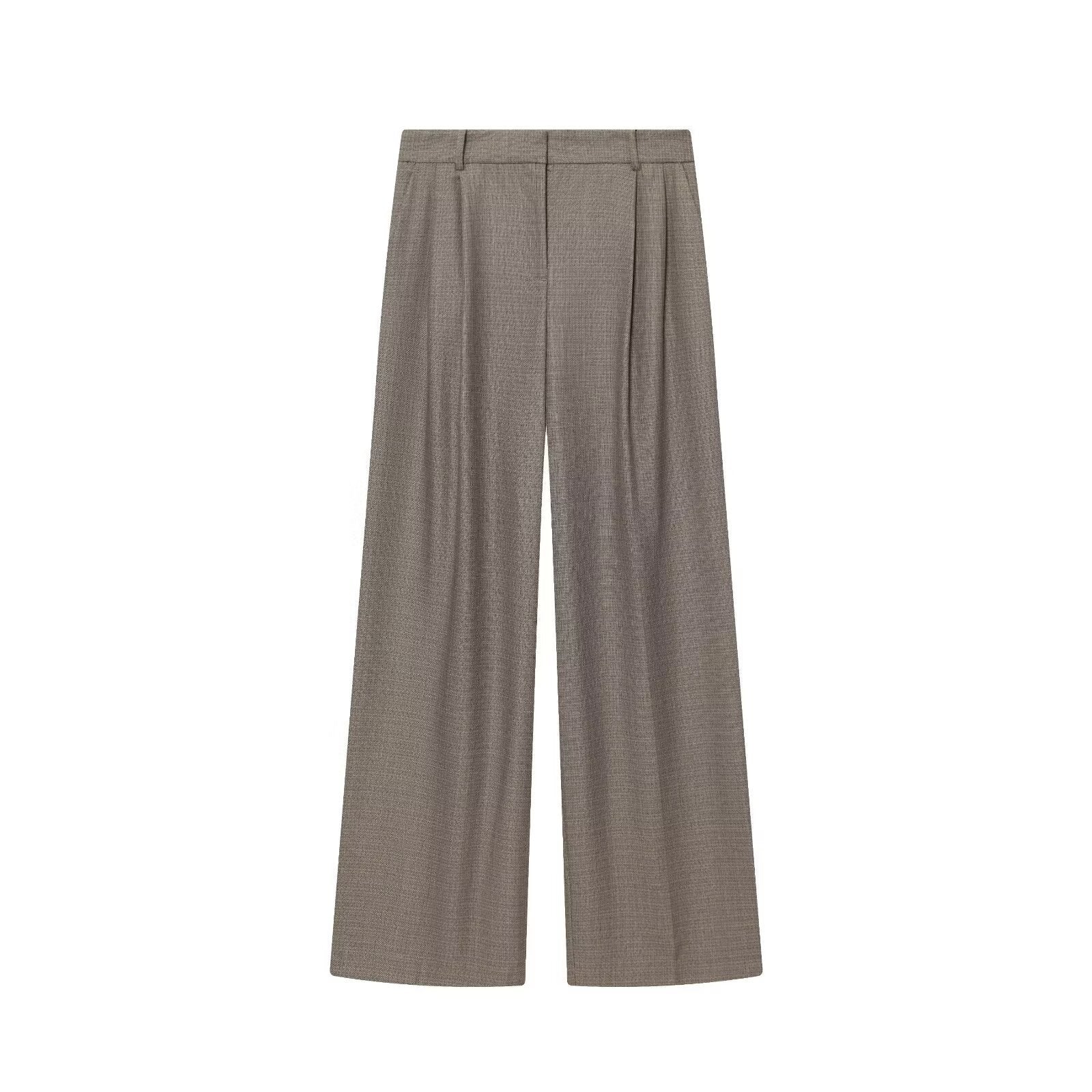 Women Wide-Cut High-Waist Pants with Pleats and Crease Chichicherry
