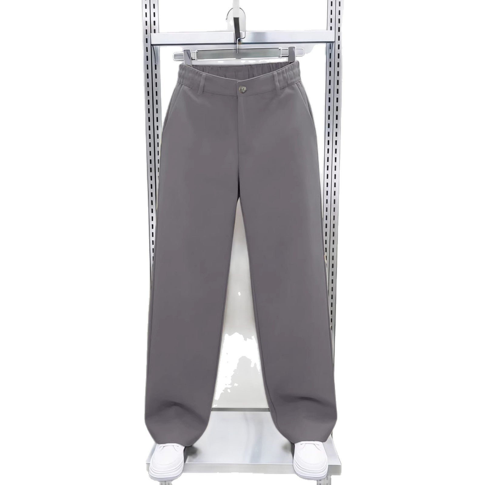 Men's Wide Chino Pants with High Waist and Elastic Back Waistband Chichicherry